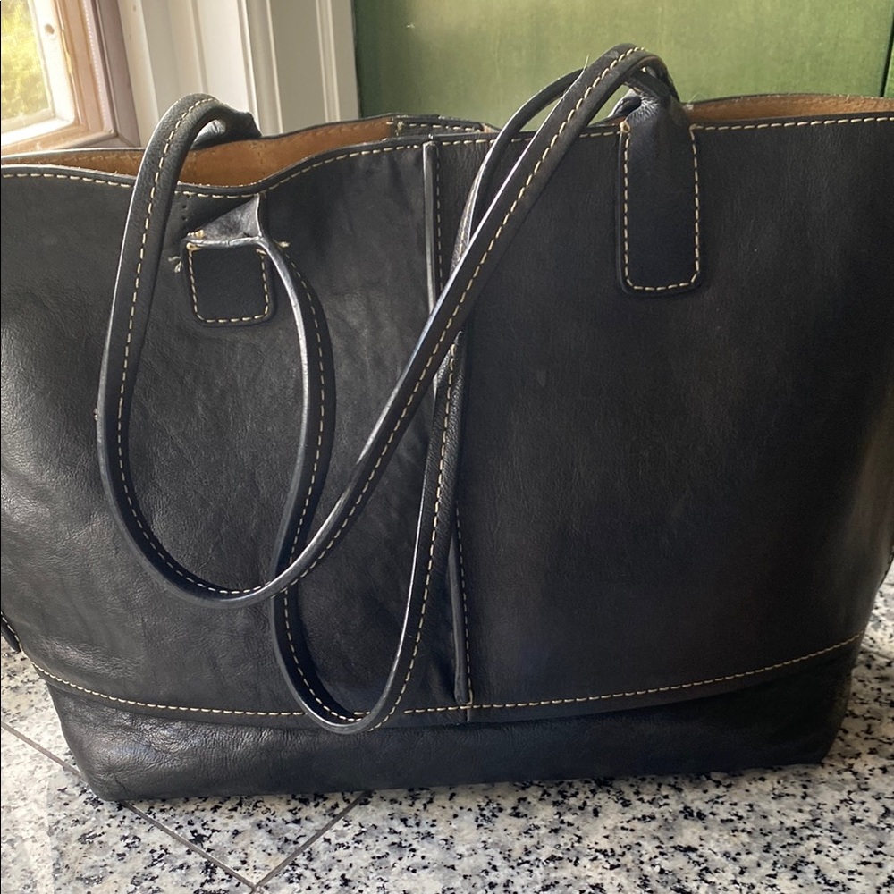 Frye Black Leather Tote Bag